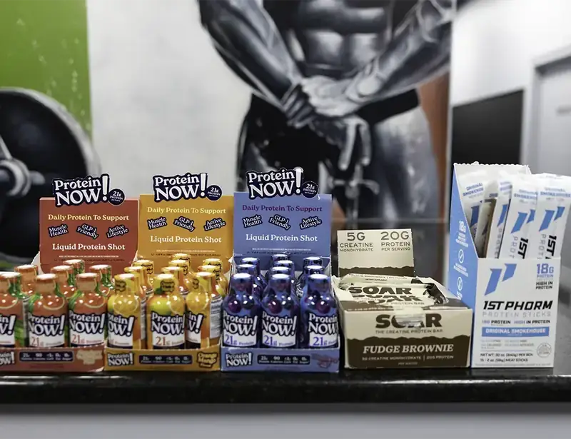 Protein shots, bars and protein sticks at Forza Nutrition in Brewster